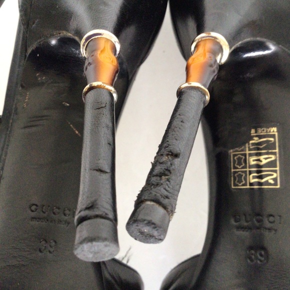 GUCCI BLACK LEATHER BAMBOO HEELS SIZE 39 - Picture 15 of 15